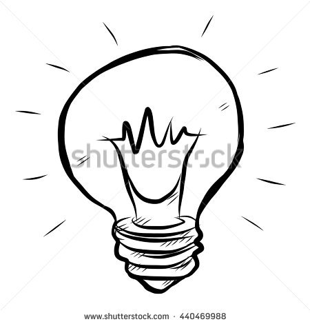 450x470 Drawn Light Bulb Cartoon Black And White