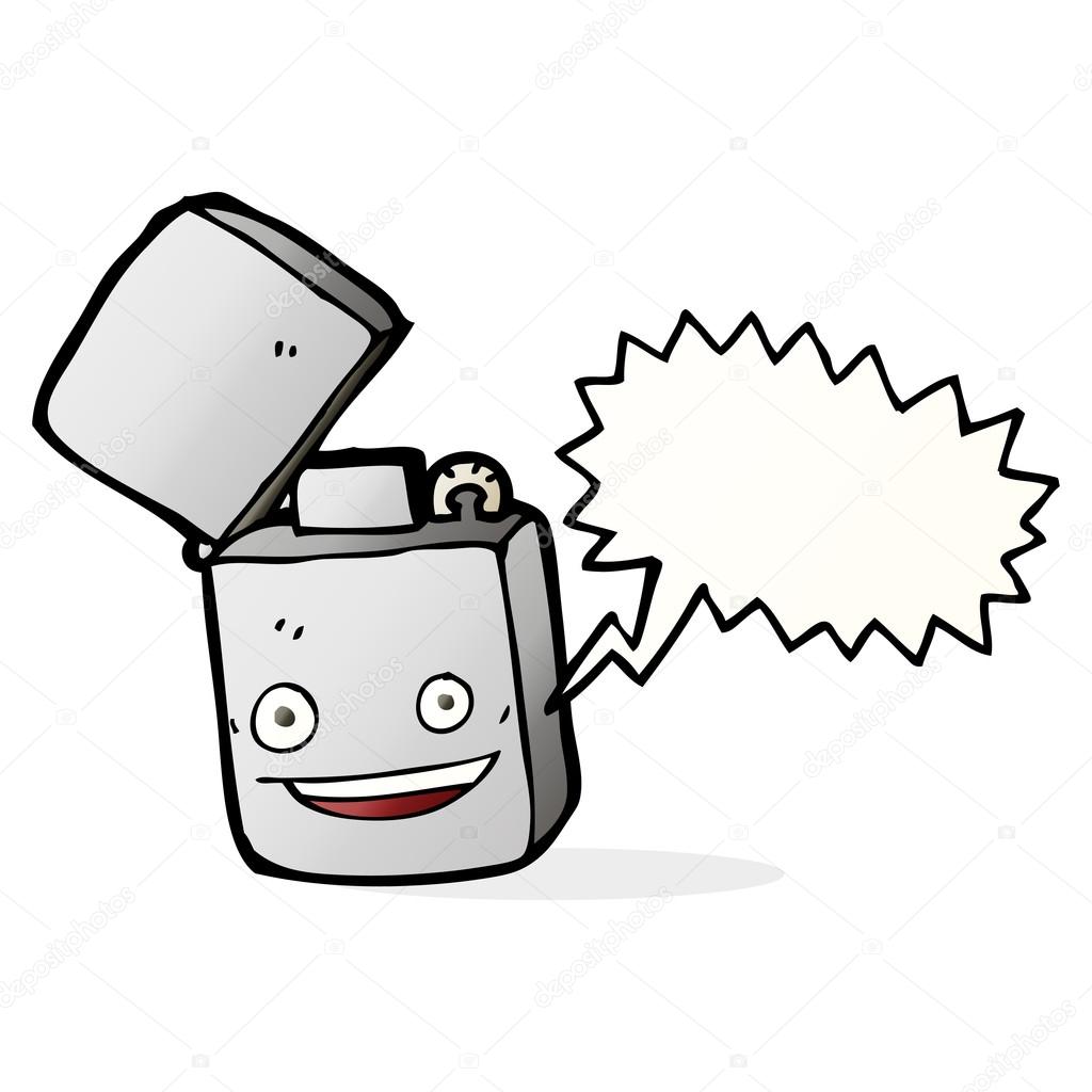 1024x1024 Cartoon Metal Lighter With Speech Bubble Stock Vector