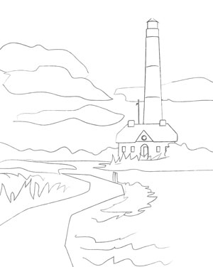 300x376 Lighthouse Art Sketch Adult Coloring Page