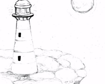 340x270 Lighthouse Drawing Etsy