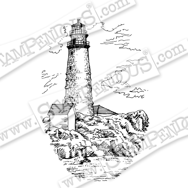 800x800 Boston Lighthouse Rubber Stamp