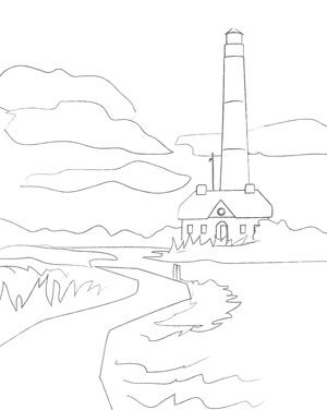 300x376 Lighthouse Sketch Printable Drawing For Art Hobby Painters