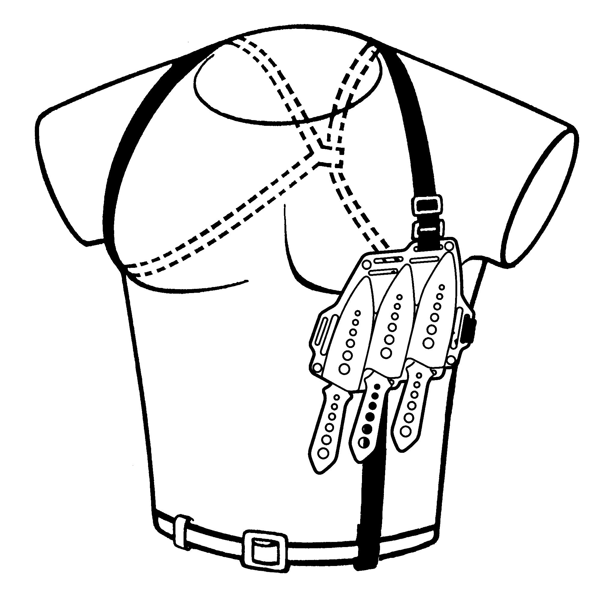 1984x1985 Cutlery Lightning Bolt Triple Throwing Knife Set With Shoulder Harness