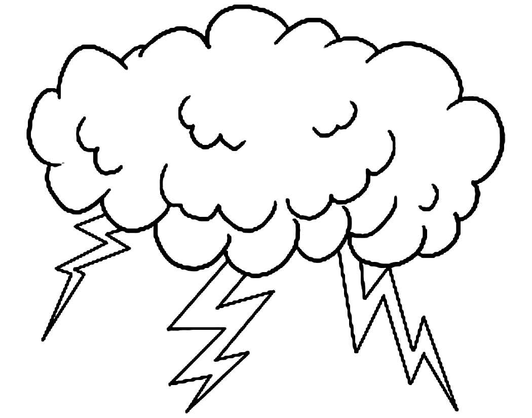 1050x825 Storm Cloud Coloring Pages Printable For Snazzy Draw Image Thunder