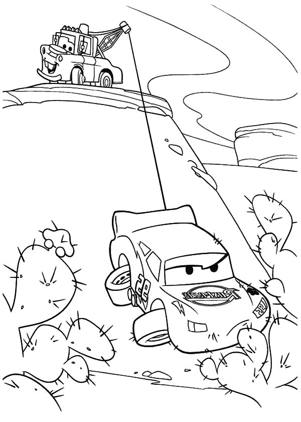 600x840 Tow Mater Helping Lighting Mcqueen Coloring Pages Color Luna