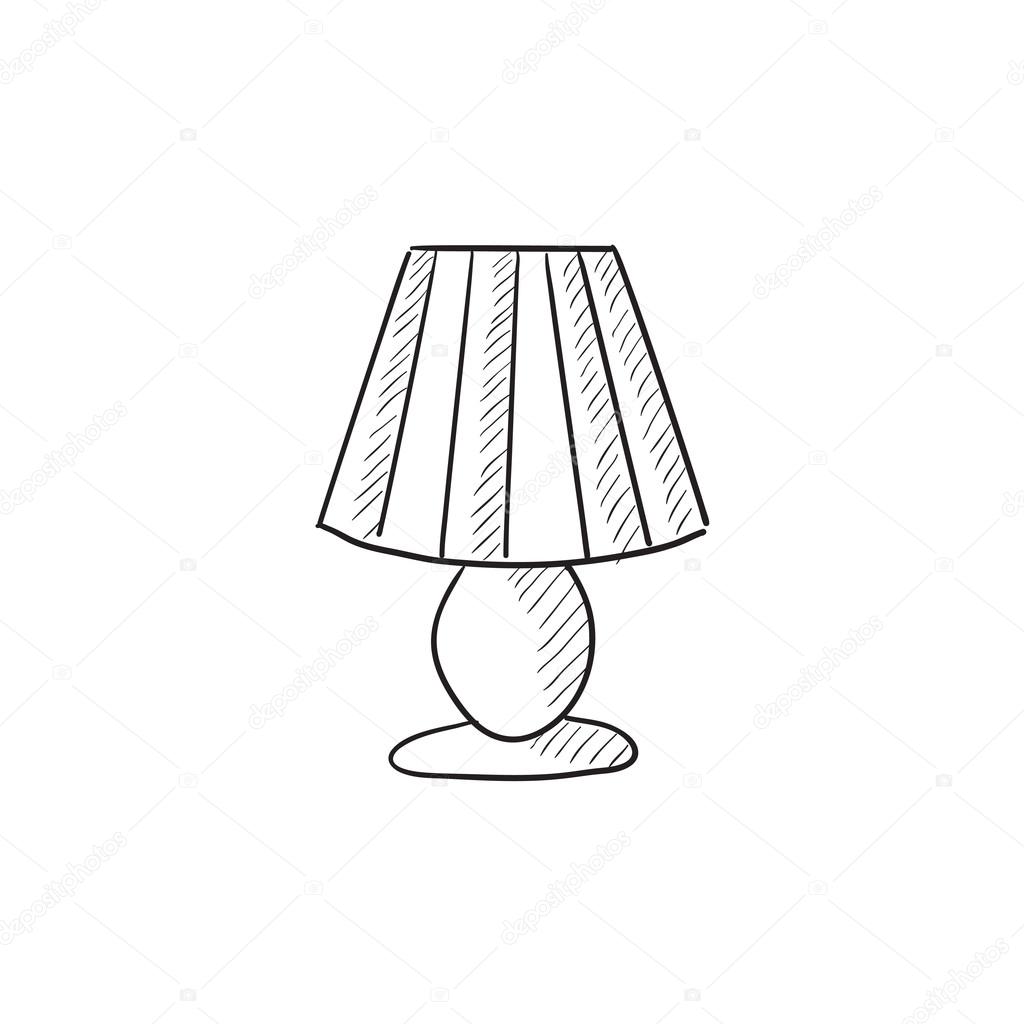 1024x1024 Table Lamp Sketch Icon. Stock Vector Rastudio