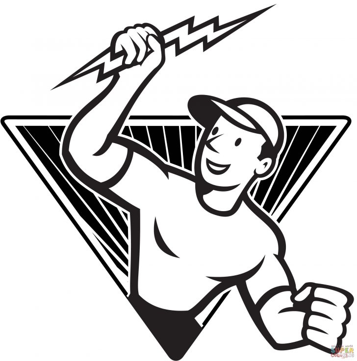 728x737 Lightning Bolt Coloring Page