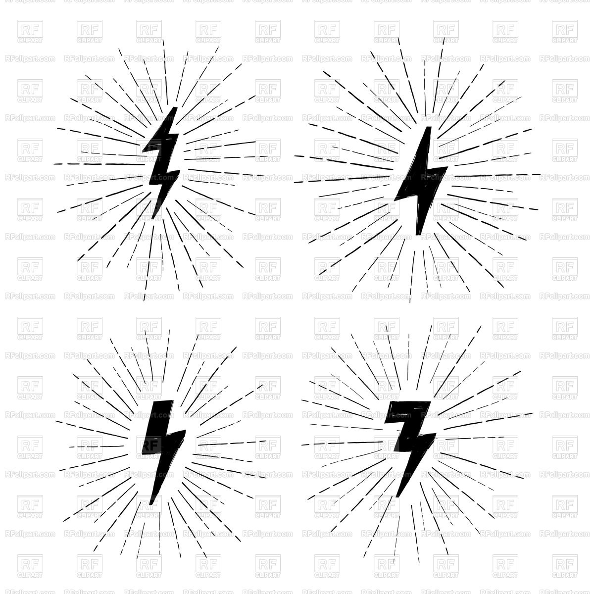 1200x1200 Lightning Bolt Set Royalty Free Vector Clip Art Image
