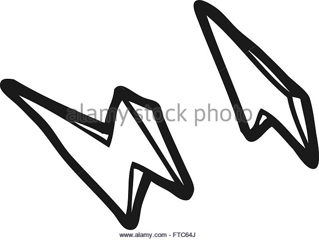 640x481 Cartoon Lightning Bolt Symbol Black And White Stock Photos