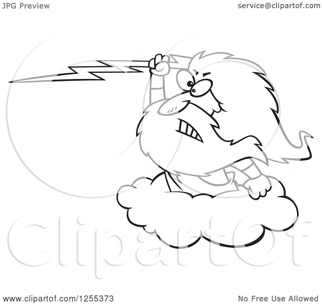 1080x1024 Clipart Of Blacknd White Zeus Holding Lightning Bolt On