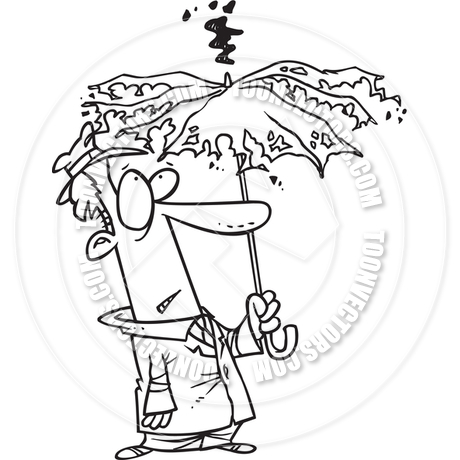 460x460 Cartoon Lightning Strike (Black And White Line Art) By Ron