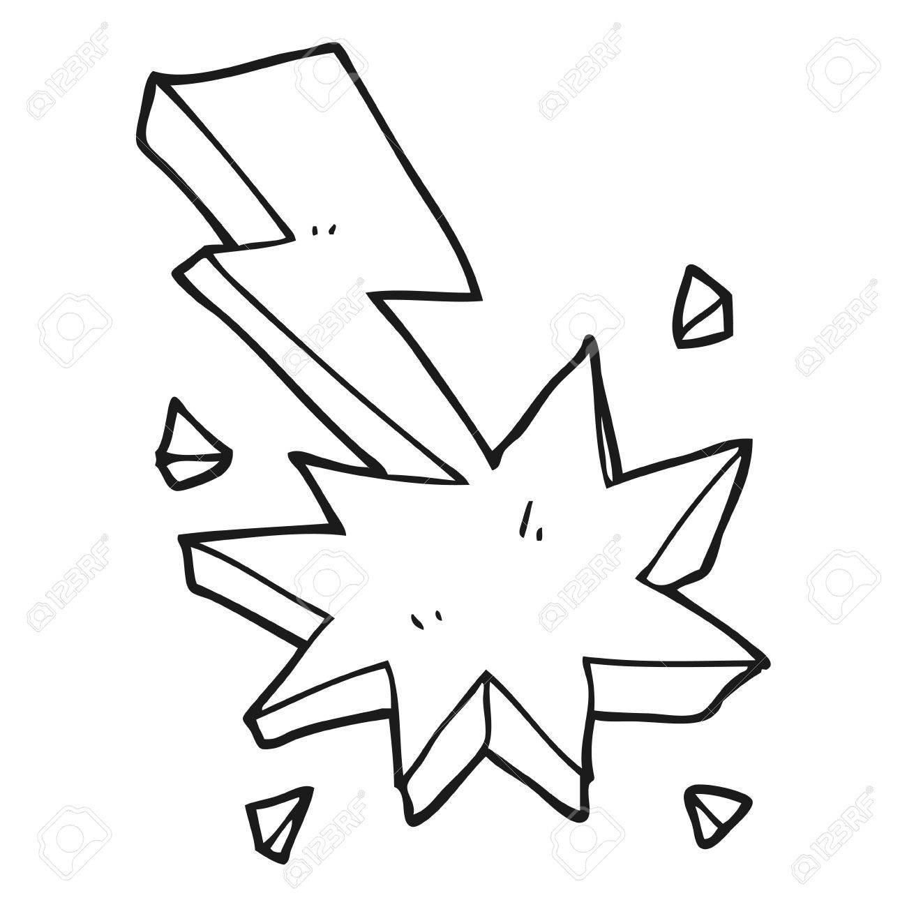 1300x1300 Freehand Drawn Black And White Cartoon Lighting Strike Symbol