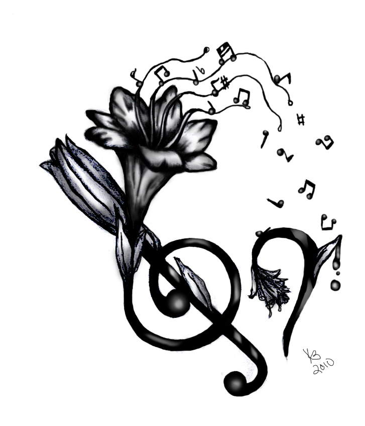 727x847 Lilly And Music Tattoo Design By Girfreak8