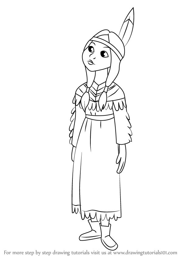 598x844 Learn How To Draw Tiger Lily From Peter Pan (Peter Pan) Step By