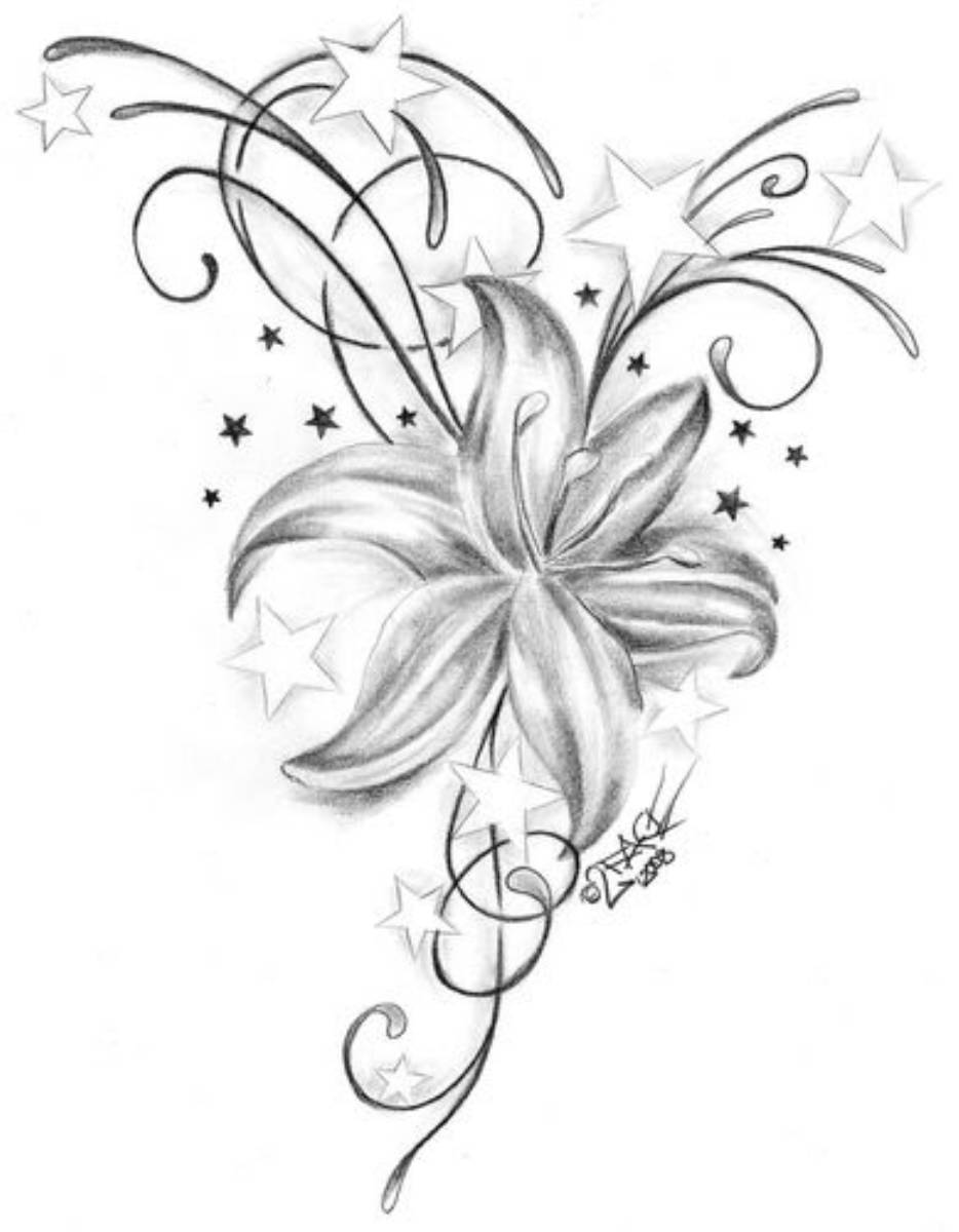 Lily Flower Tattoo Drawing at GetDrawings | Free download