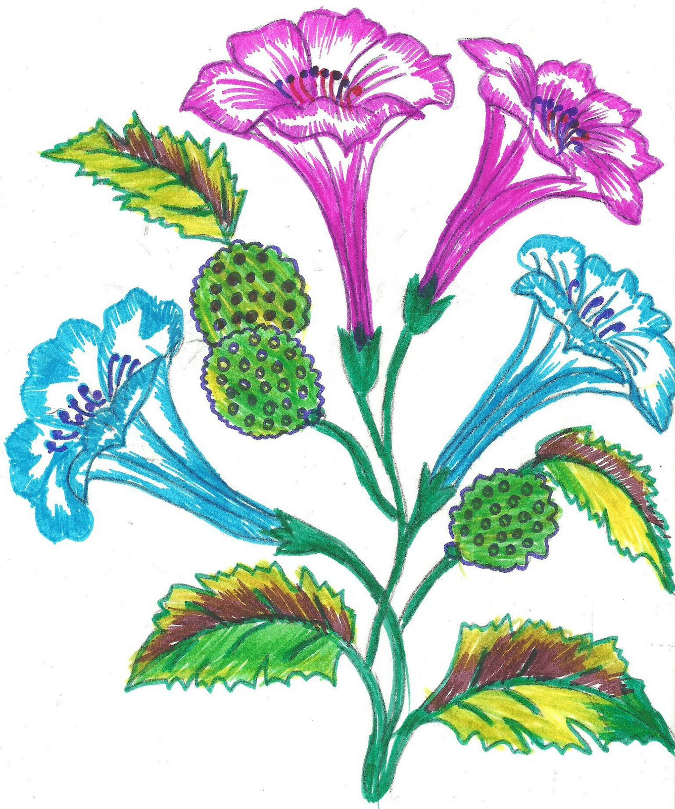 1336x1600 Pattern Flower Drawing Colour [ Flower Drawings