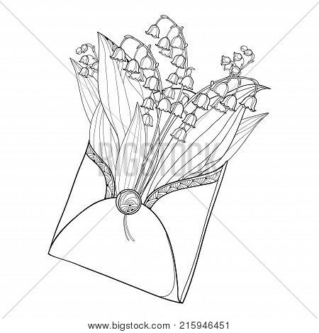 450x470 Vector Bouquet Outline Lily Valley Vector Amp Photo Bigstock