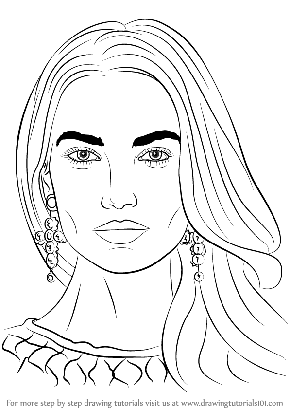 597x844 Learn How To Draw Lily Aldridge (Female Models) Step By Step