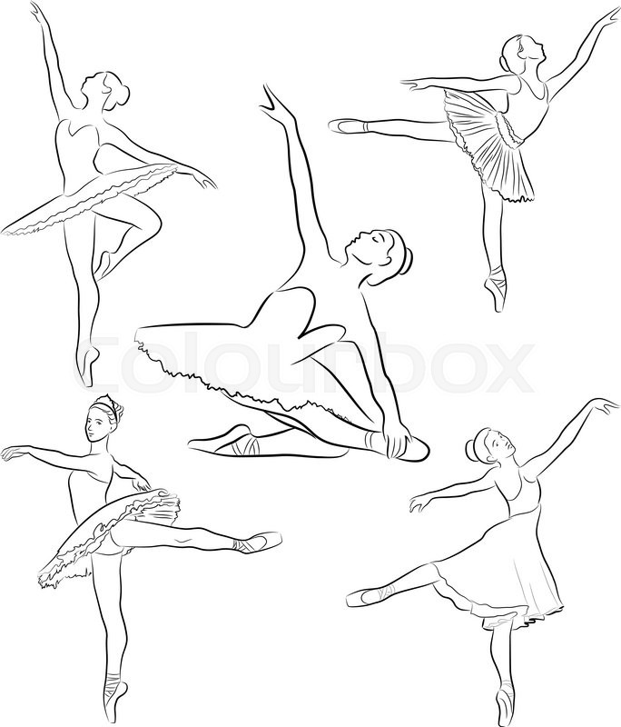 684x800 Vector Image Of Ballet Dancers In Various Poses Of Dance Stock