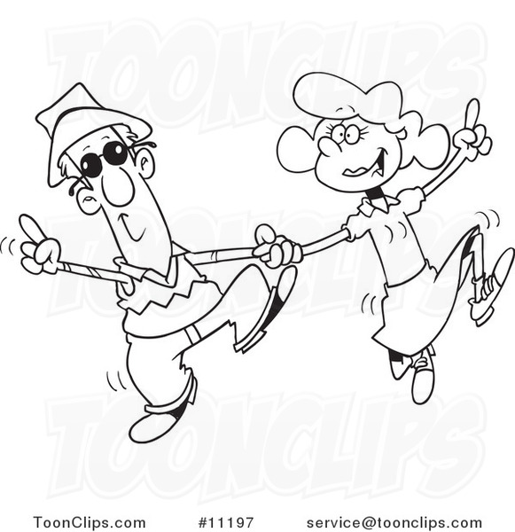 581x600 Cartoon Black And White Line Drawing Of A Couple Swing Dancing