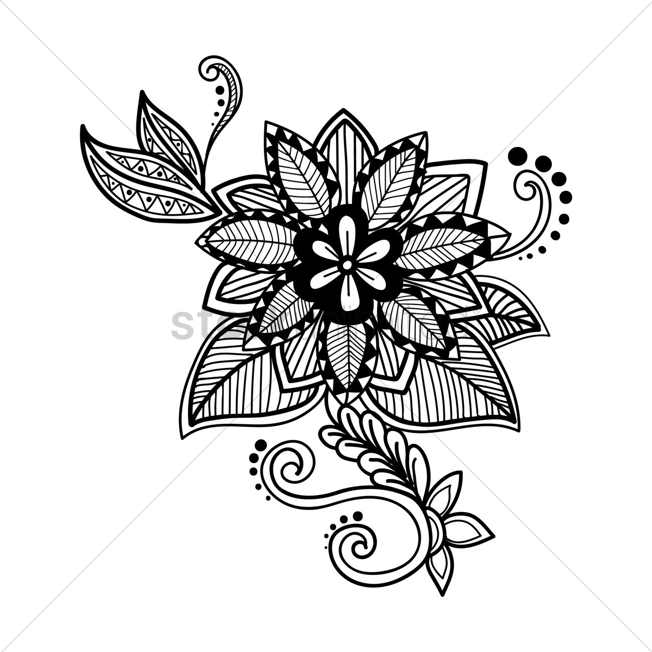 1300x1300 Decorative Flower Design Vector Image
