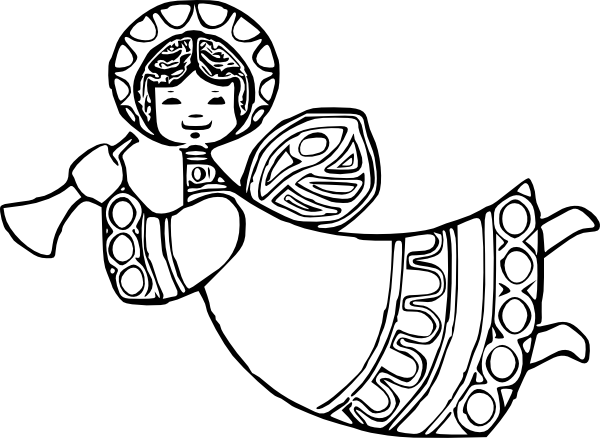 600x438 Angel With Horn Clip Art