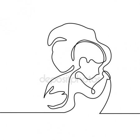 450x450 Set Silhouette Sketch Mother And Child, Mother Holding A Baby