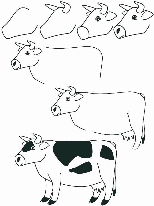 600x800 Drawing Cow