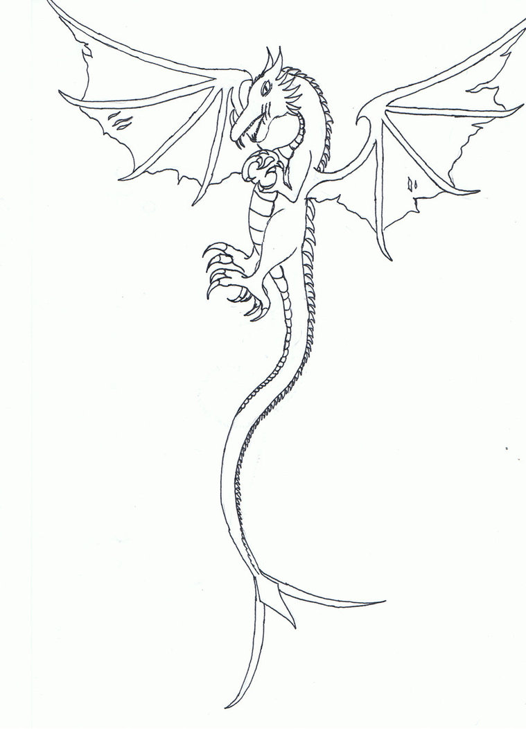 759x1052 Dragon Line Drawing By Wingedbirdy
