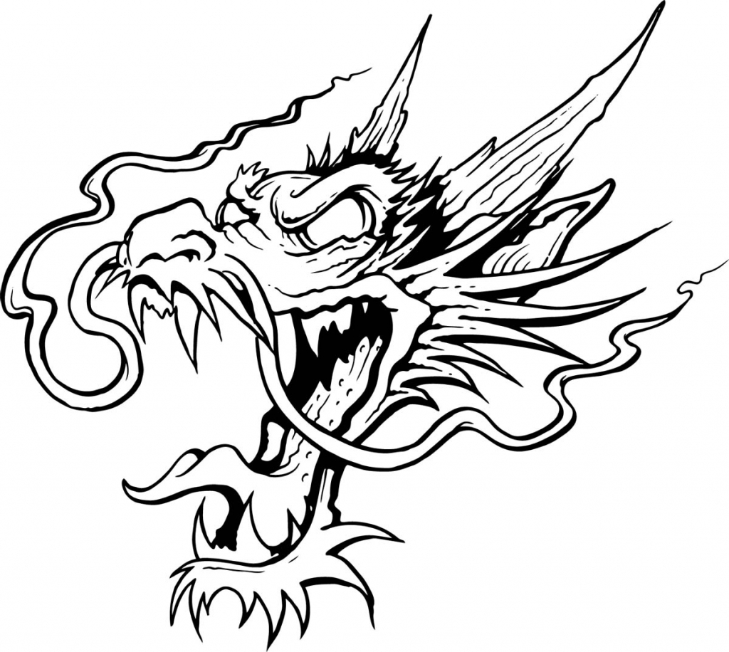 1024x916 Line Drawing Of Dragon Line Drawing Dragon Clipart Best