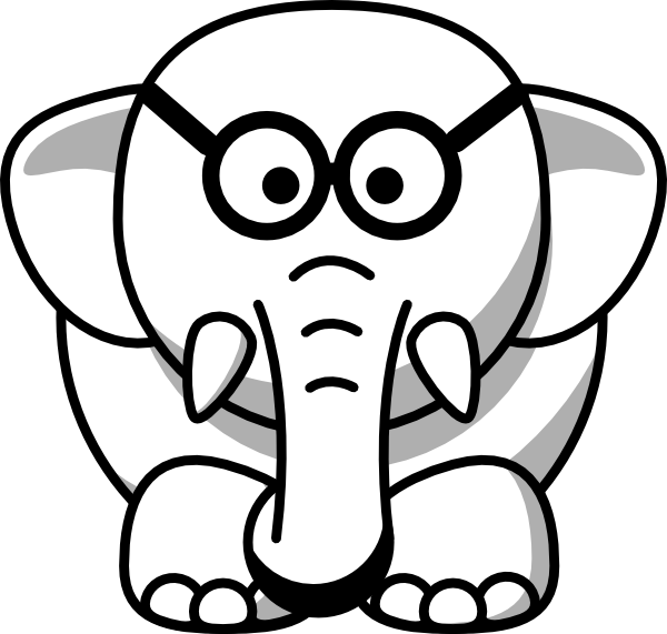 600x571 Line Art Elephant In Glasses Clip Art