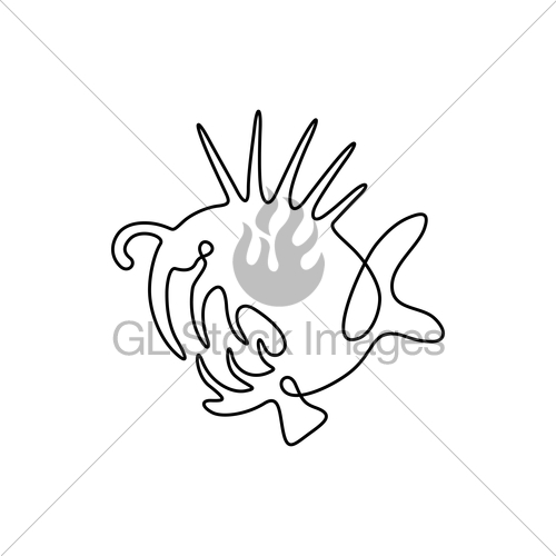500x500 Vector Continuous Line Drawing Fish. Fish Logo. Predator Gl