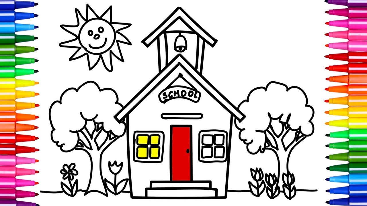 1280x720 How To Draw School Coloring Pages For Kids