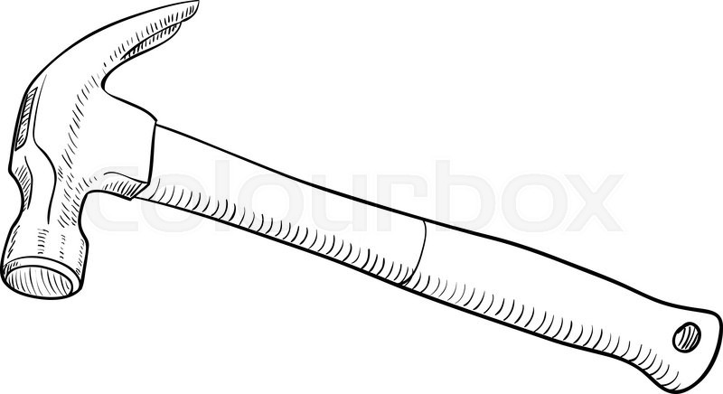 800x436 Simple Black And White Line Drawing Hammer Stock Vector Colourbox