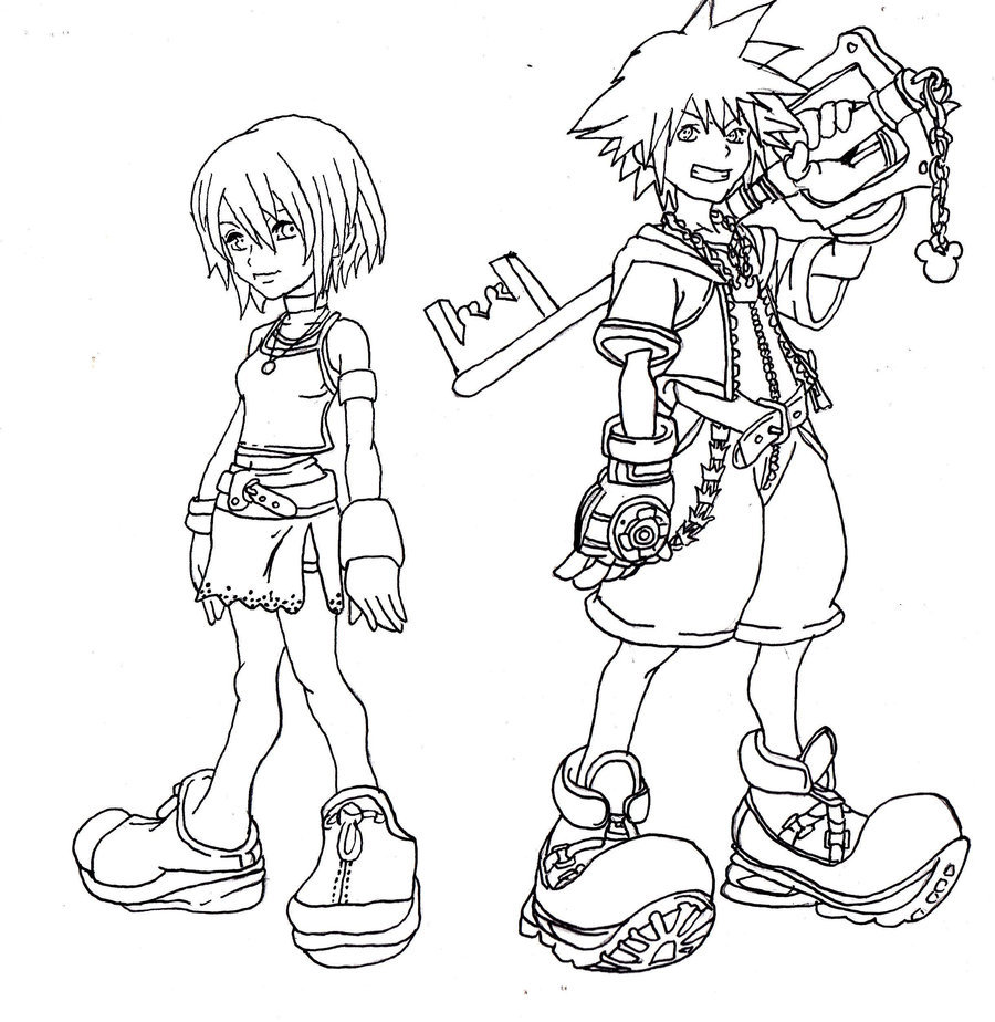 900x924 Kingdom Hearts Line Art By Kawaiibearz