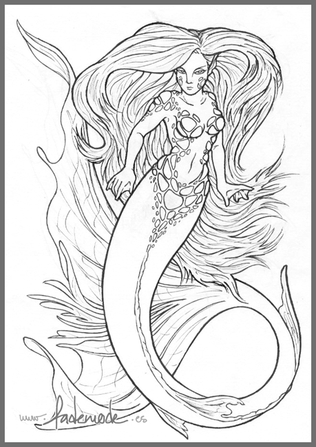 459x650 Mermaid Line Art By Fademode