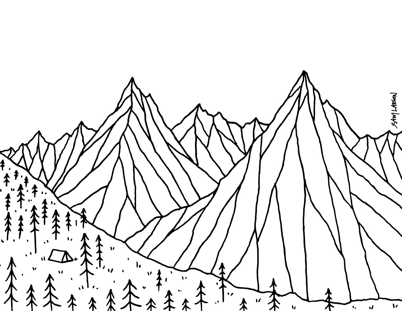 Line Drawing Mountains at GetDrawings | Free download