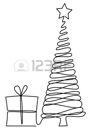 314x450 Christmas Tree One Line Drawing Royalty Free Cliparts, Vectors