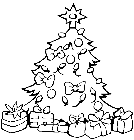 566x594 Coloring Christmas Tree With Gifts Picture