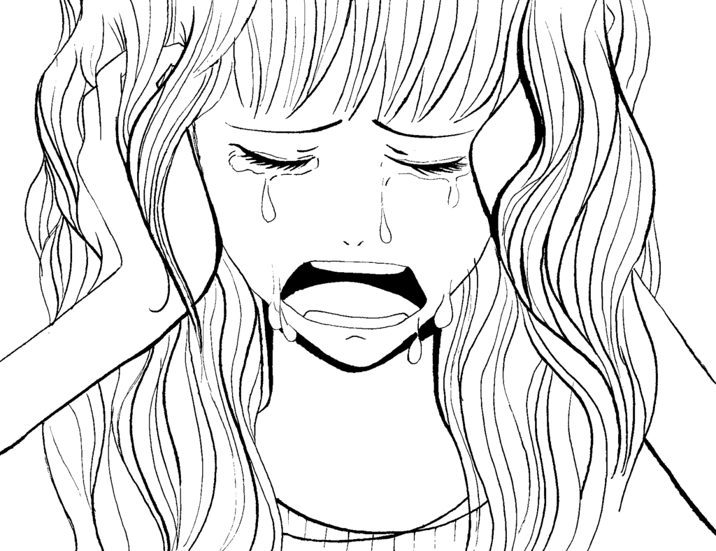 1024x788 Line Drawing Girl Crying 2 By Marcowholemilk