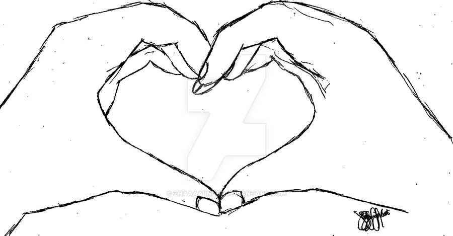 900x469 Hand Heart Monochrome By Zhaaaaiineee