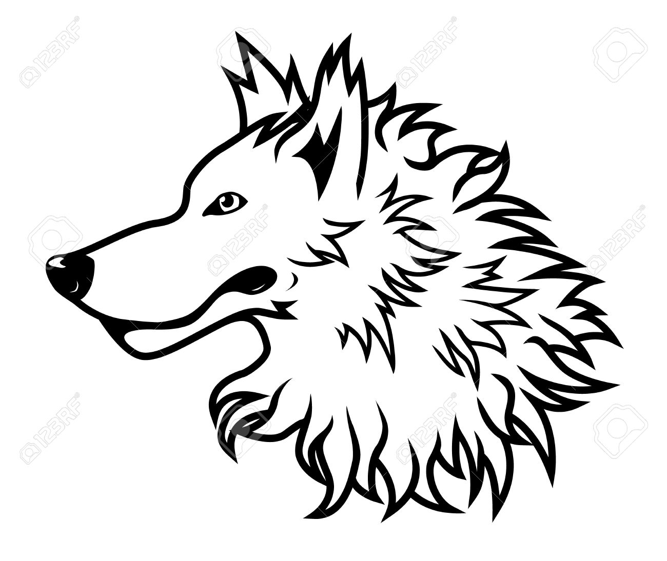 1300x1094 Black And White Vector Wolf Head Drawing Royalty Free Cliparts