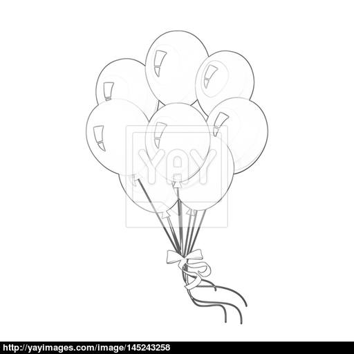 512x512 Illustration Coloring Book Series Bunch Of Balloons. Soft Line
