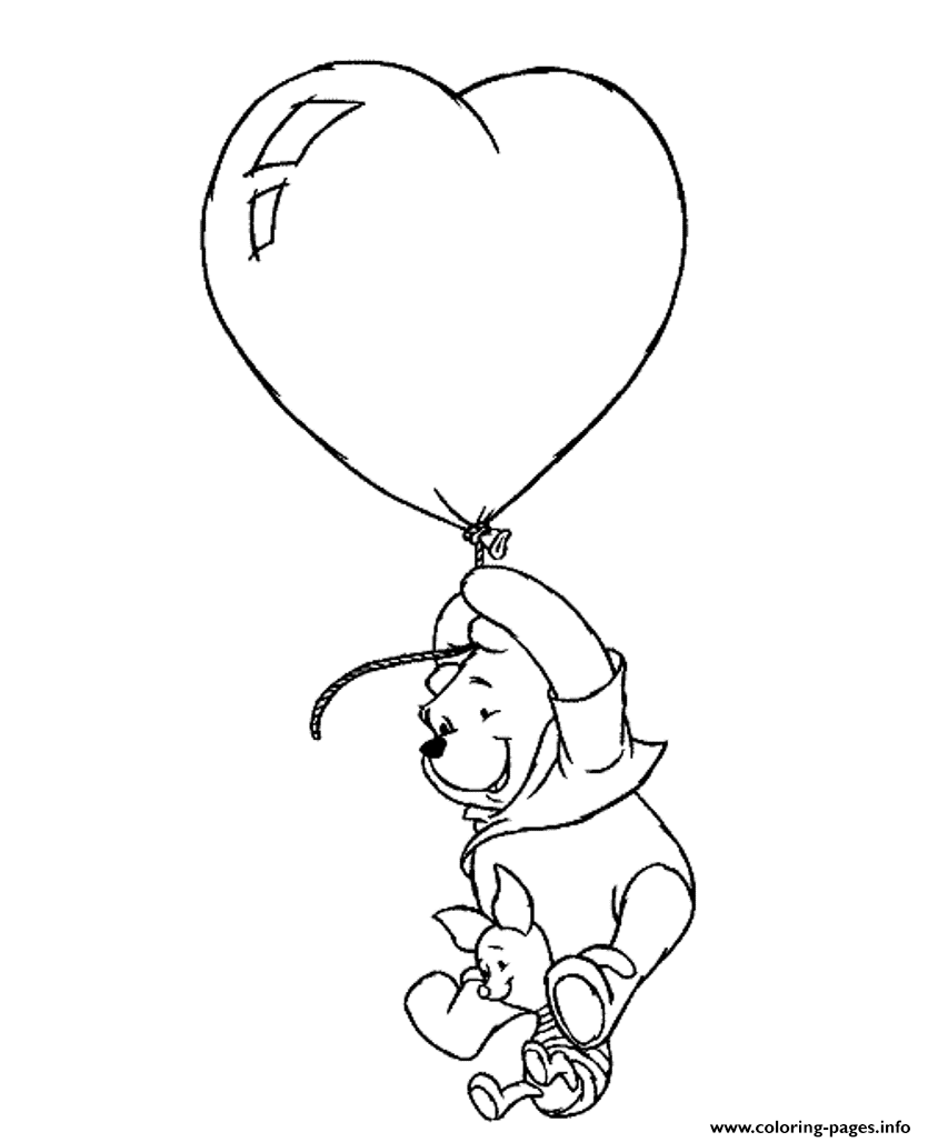 835x1028 Winnie And Piglet Flying With Heart Balloon Valentine Disney