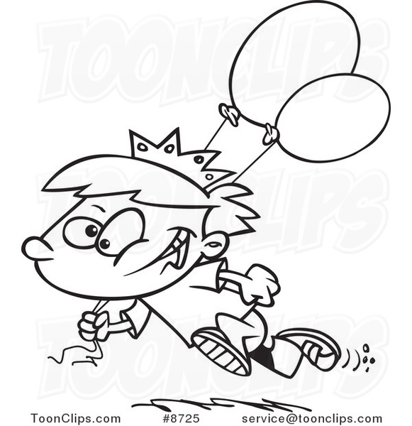 581x600 Cartoon Black And White Line Drawing Of A Birthday Boy Running