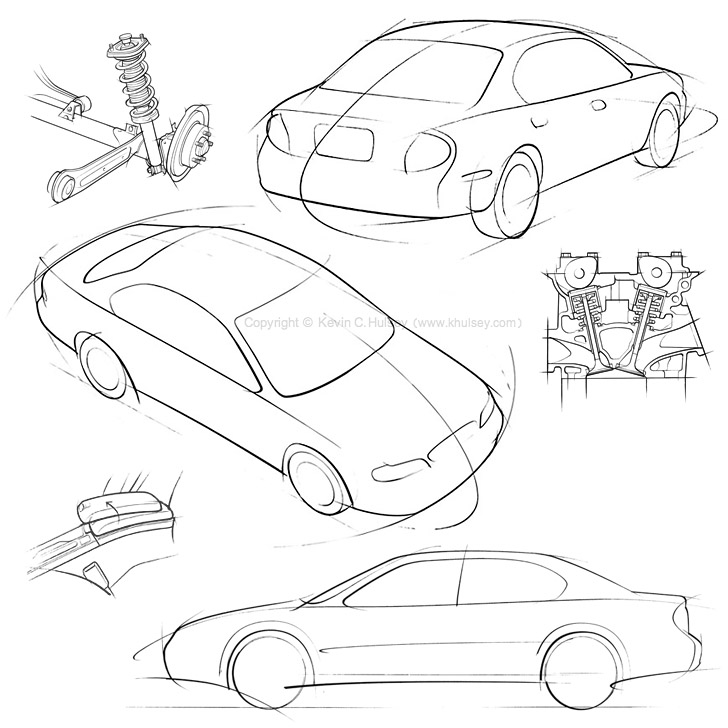 728x728 Car Concept Line Drawings
