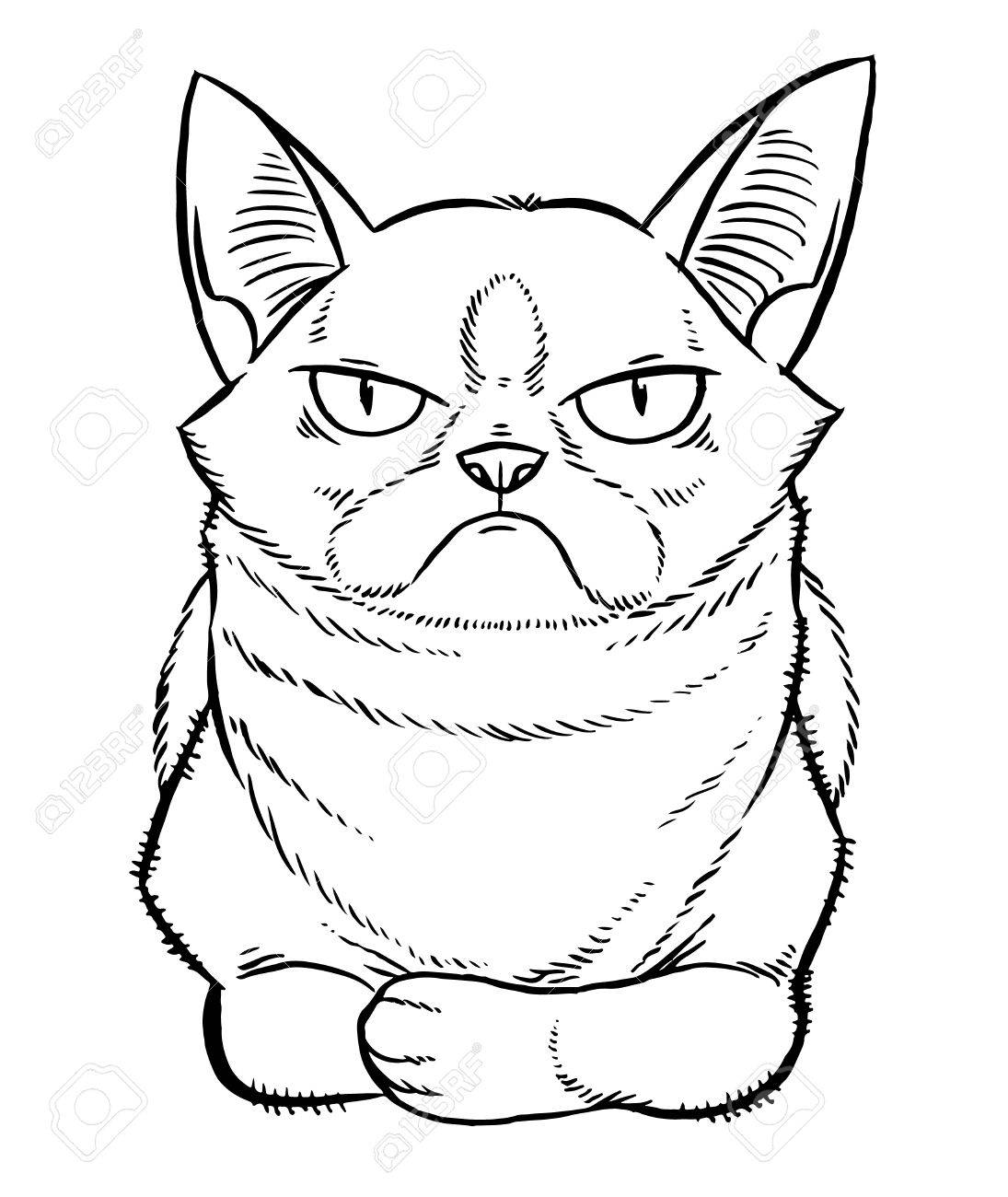 1095x1300 Gloomy Cartoon Cat Sitting