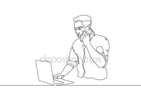 450x321 Continuous Line Drawing Man Sitting