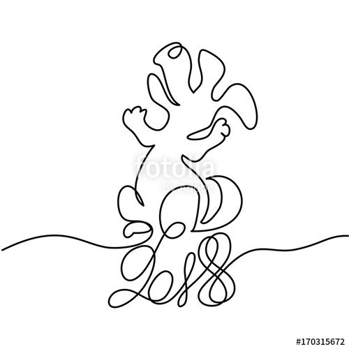 500x500 Continuous Line Drawing. Happy New Year 2018 Design With Dog