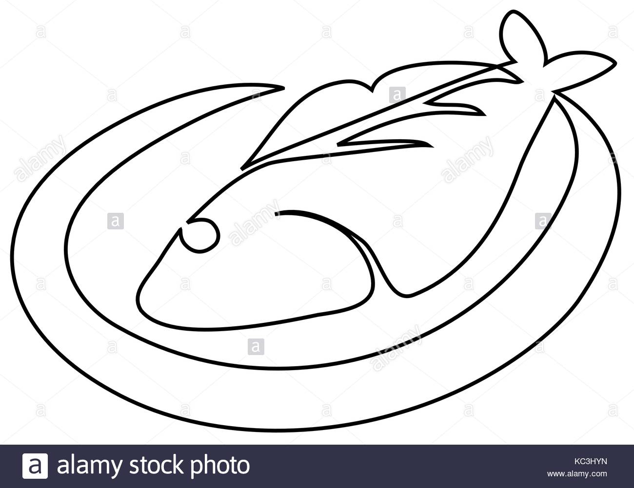 1300x1002 Fish On Plate One Line Drawing Stock Vector Art Amp Illustration
